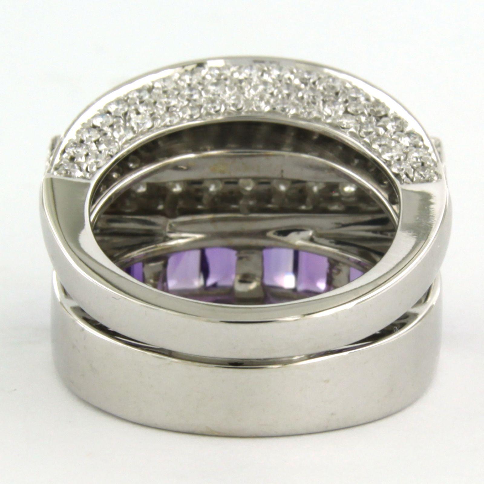 Women's Ring with amethyst and diamonds up to 1.80ct 18k white gold For Sale