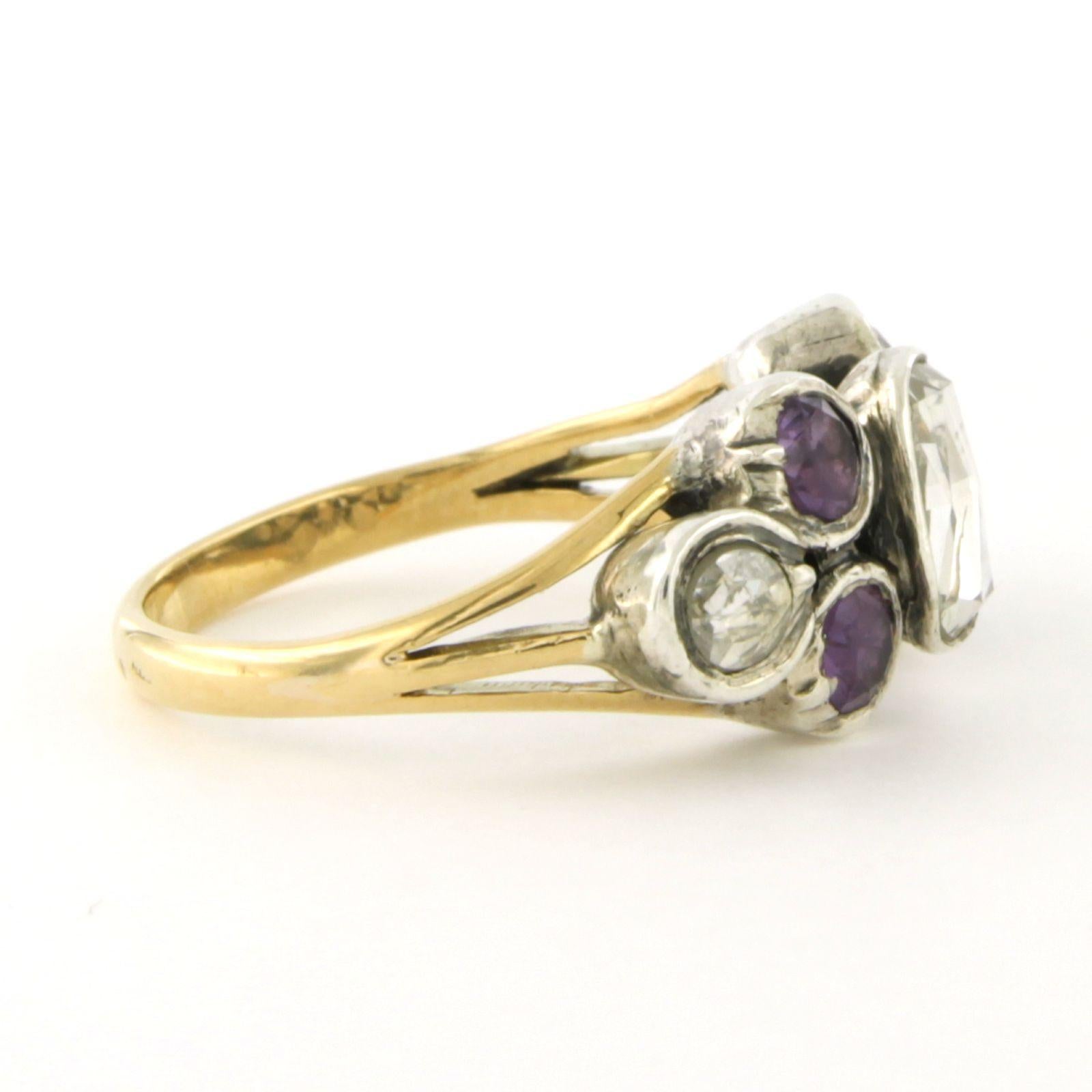 Anello in oro giallo e argento 14k con ametista e diamanti taglio rosa fino a 1,00 ct - G/H - SI - misura US 6.5 - EU 17(53)

Descrizione dettagliata:

La parte superiore dell'anello misura 9,9 mm e 6,2 mm di altezza.

Misura dell'anello US 6.5 - EU