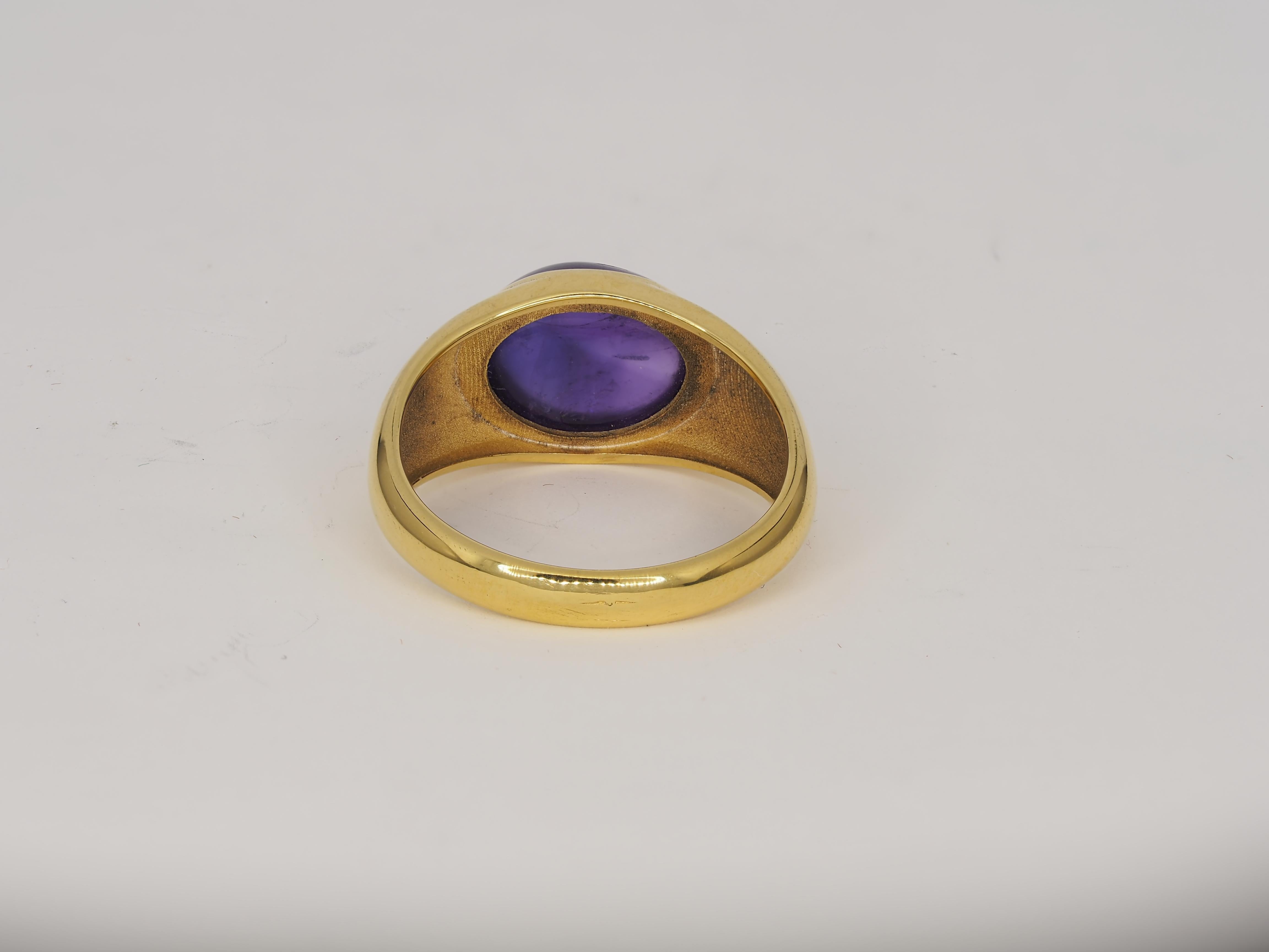 En vente :  Ring with amethyst cabochon 7