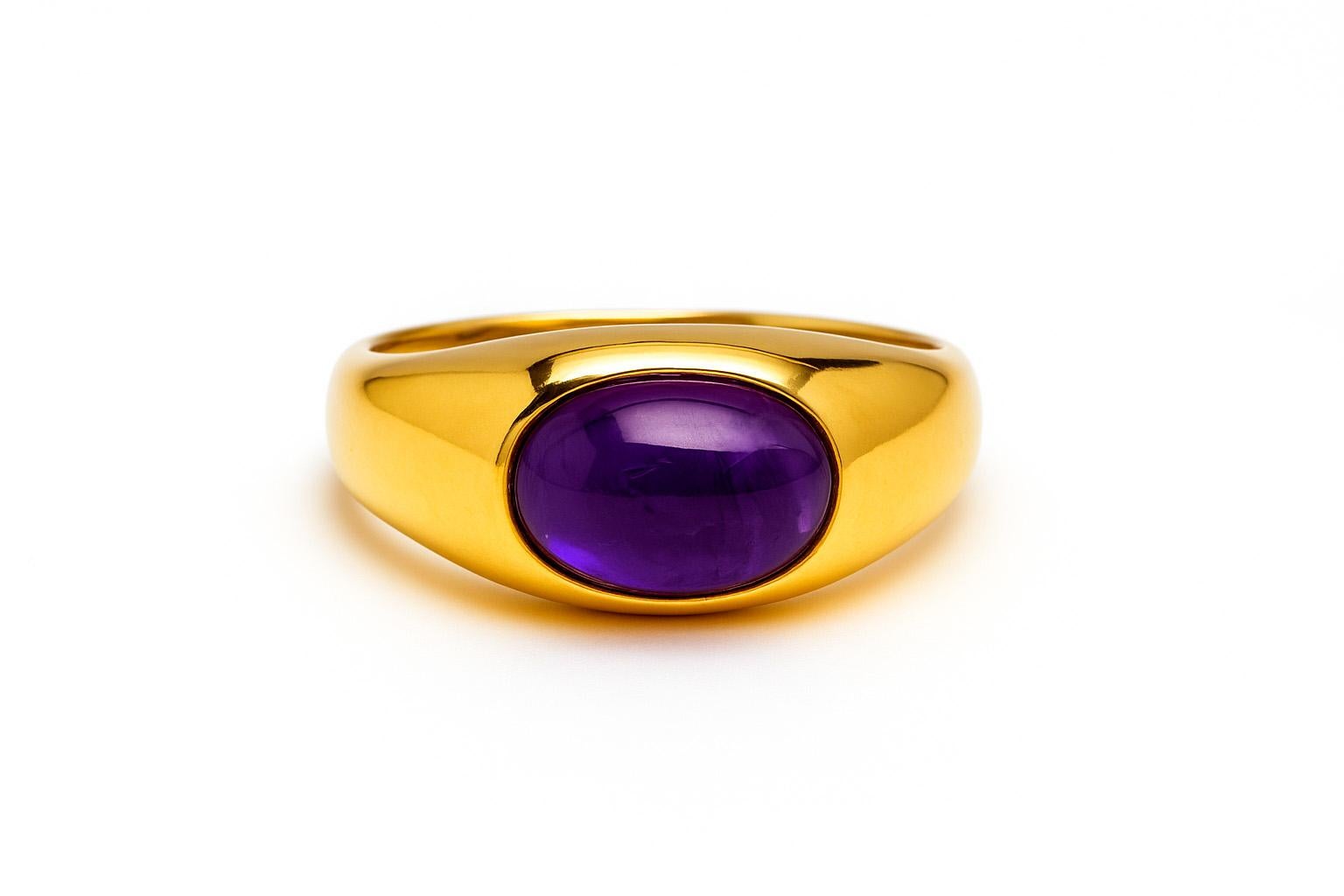 En vente :  Ring with amethyst cabochon 9