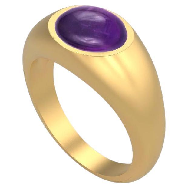 Ring with amethyst cabochon