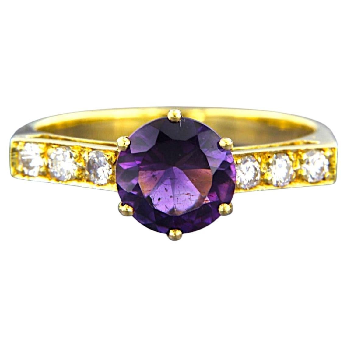 Ring mit Amethyst bis zu 1,20ct und Diamanten im Brillantschliff bis zu 0,24ct 18k Gold