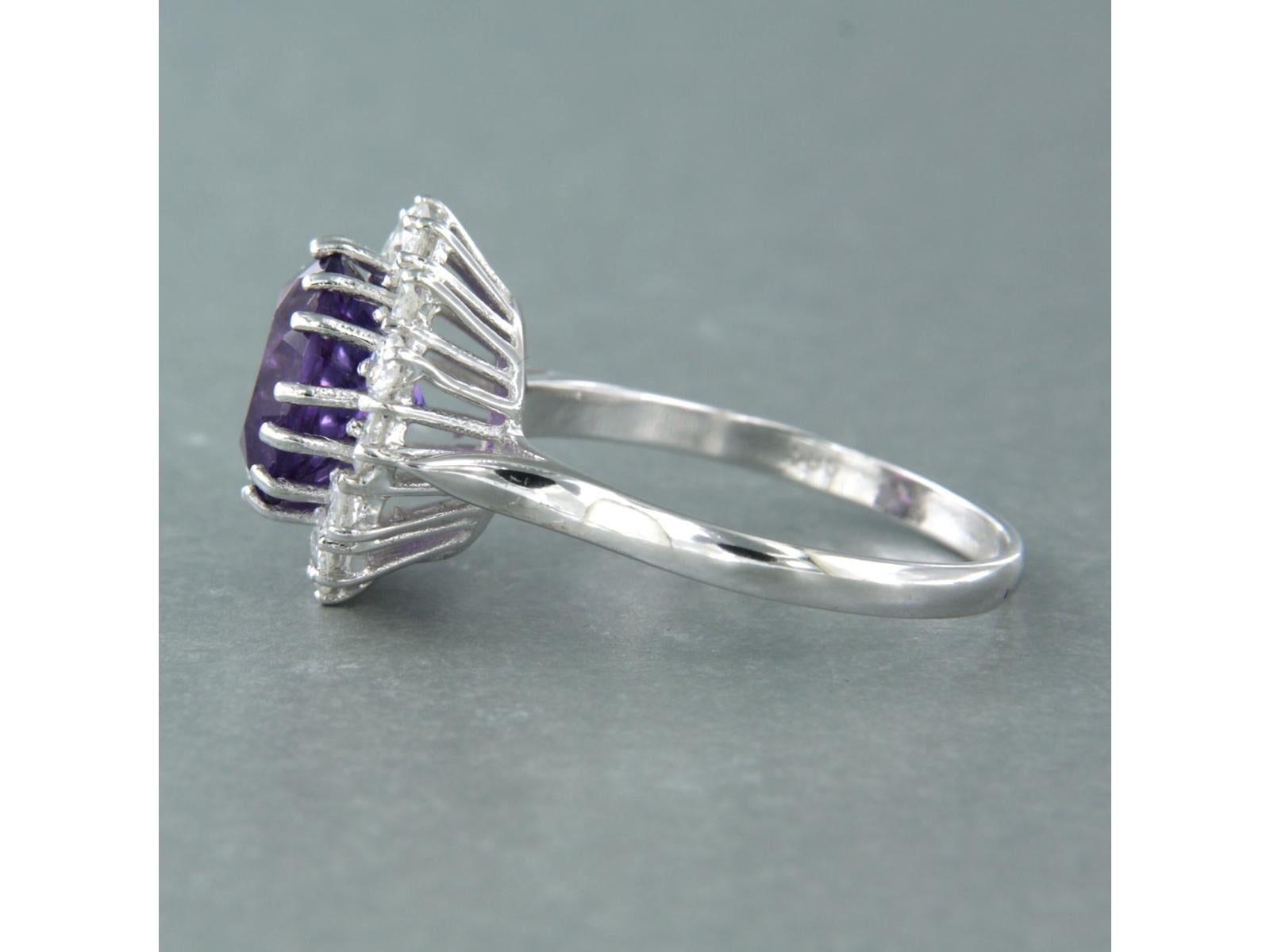 Bague avec améthyste jusqu'à 3,50ct et diamants taille brillant jusqu'à 1,00ct or 14k en vente 1