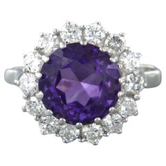 Bague avec améthyste jusqu'à 3,50ct et diamants taille brillant jusqu'à 1,00ct or 14k