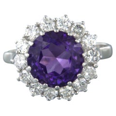 Ring with amethyst up to 3.50ct and brilliant cut diamonds up to 1.00ct 14k gold