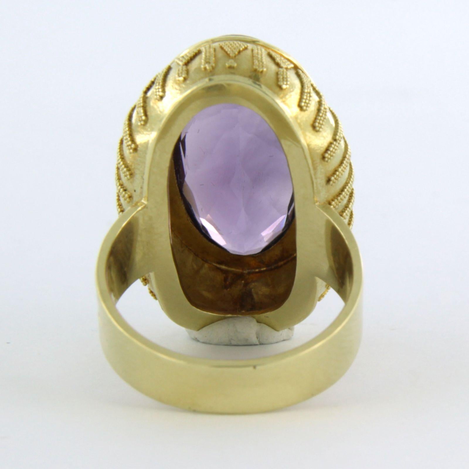 Anello con ametista fino a 4,00ct  12,8 grammi di oro giallo 14k in vendita 1