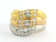 Ring mit Diamanten im Baguette- und Brillantschliff bis zu 1,00 Karat 18k Gold und Platin