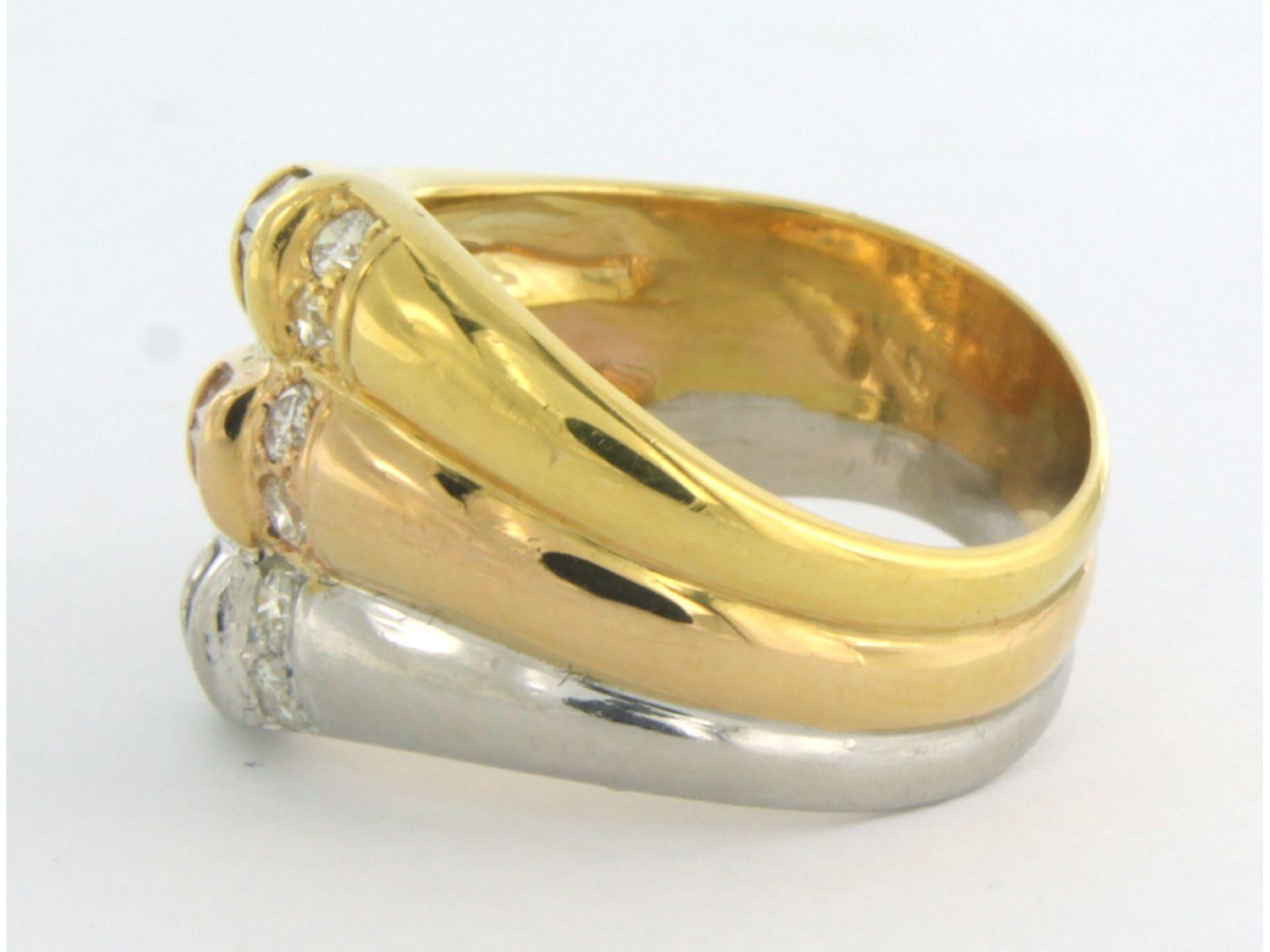 Ring with baguette and brilliant cut diamonds up to 1.00ct 18k gold and platinum In Excellent Condition For Sale In The Hague, ZH