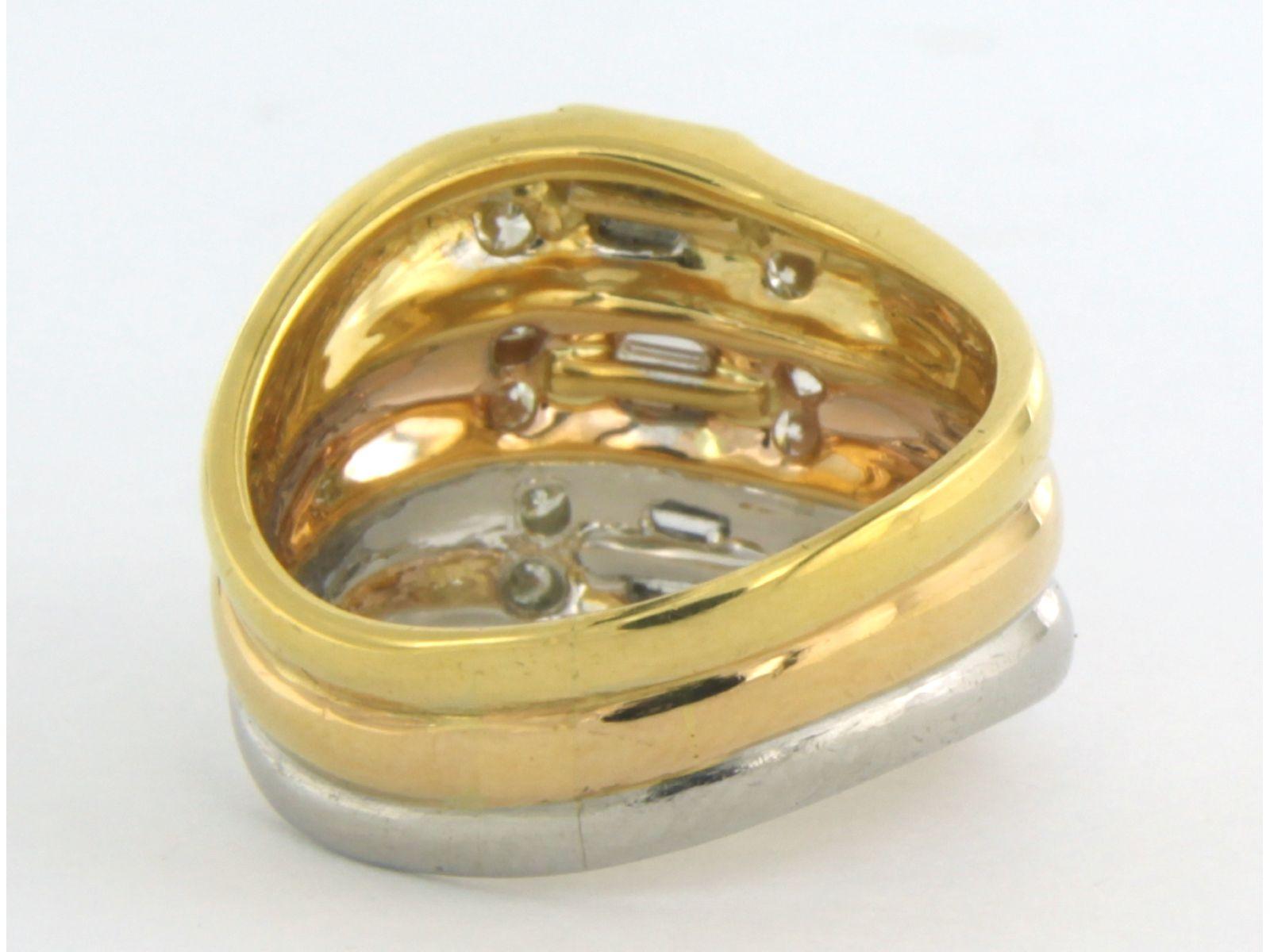 Women's Ring with baguette and brilliant cut diamonds up to 1.00ct 18k gold and platinum For Sale