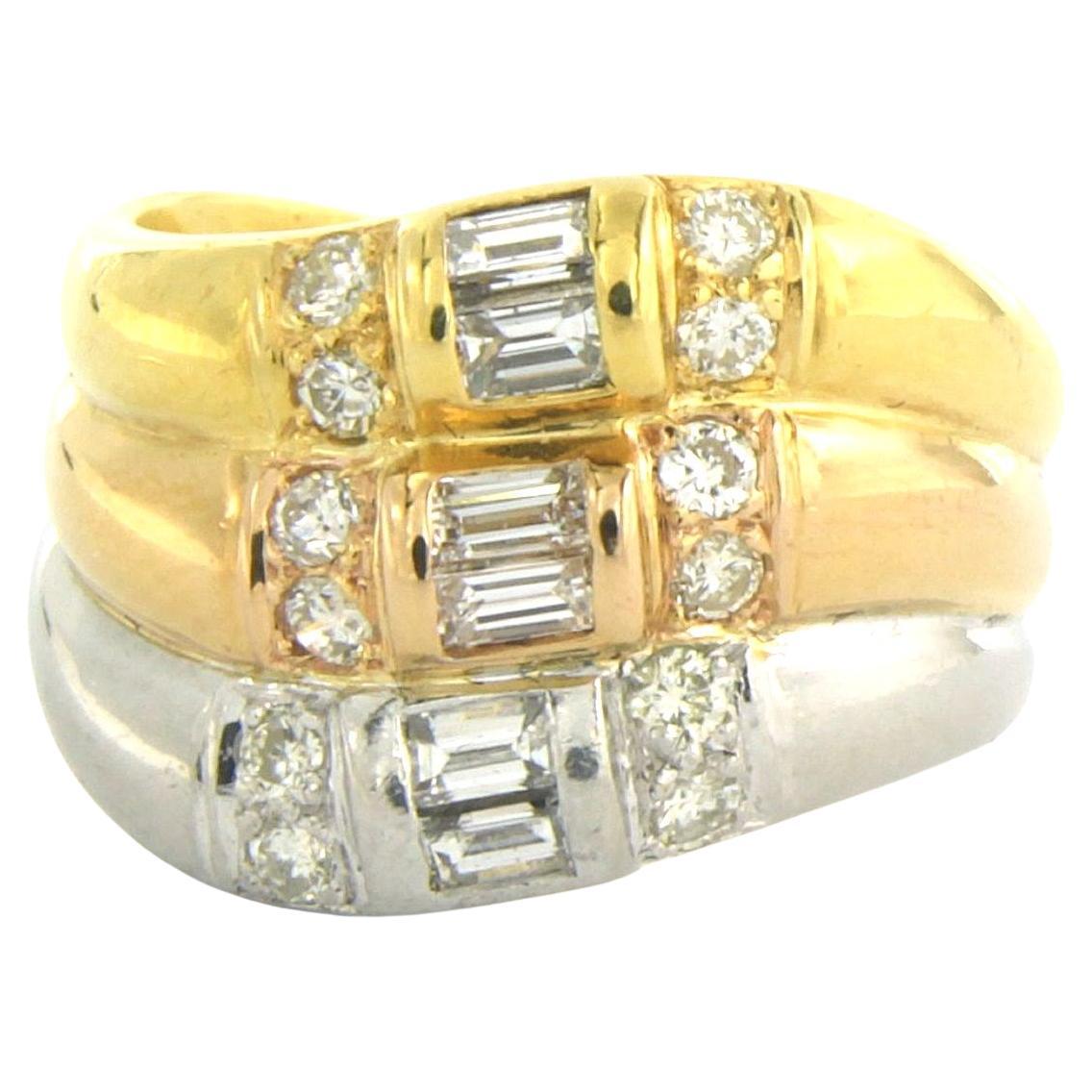 Anillo con diamantes talla baguette y brillante hasta 1,00ct Oro de 18k y platino