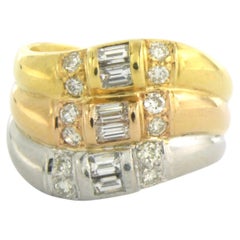 Ring mit Diamanten im Baguette- und Brillantschliff bis zu 1,00 Karat 18k Gold und Platin
