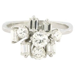 Ring mit Diamanten im Baguetteschliff und Brillanten bis zu 1,25ct 14k Gold 4,6 Gramm