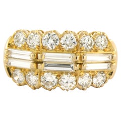 Anello con diamanti taglio baguette e brillante fino a 2,40ct in oro 14k 6,4 grammi