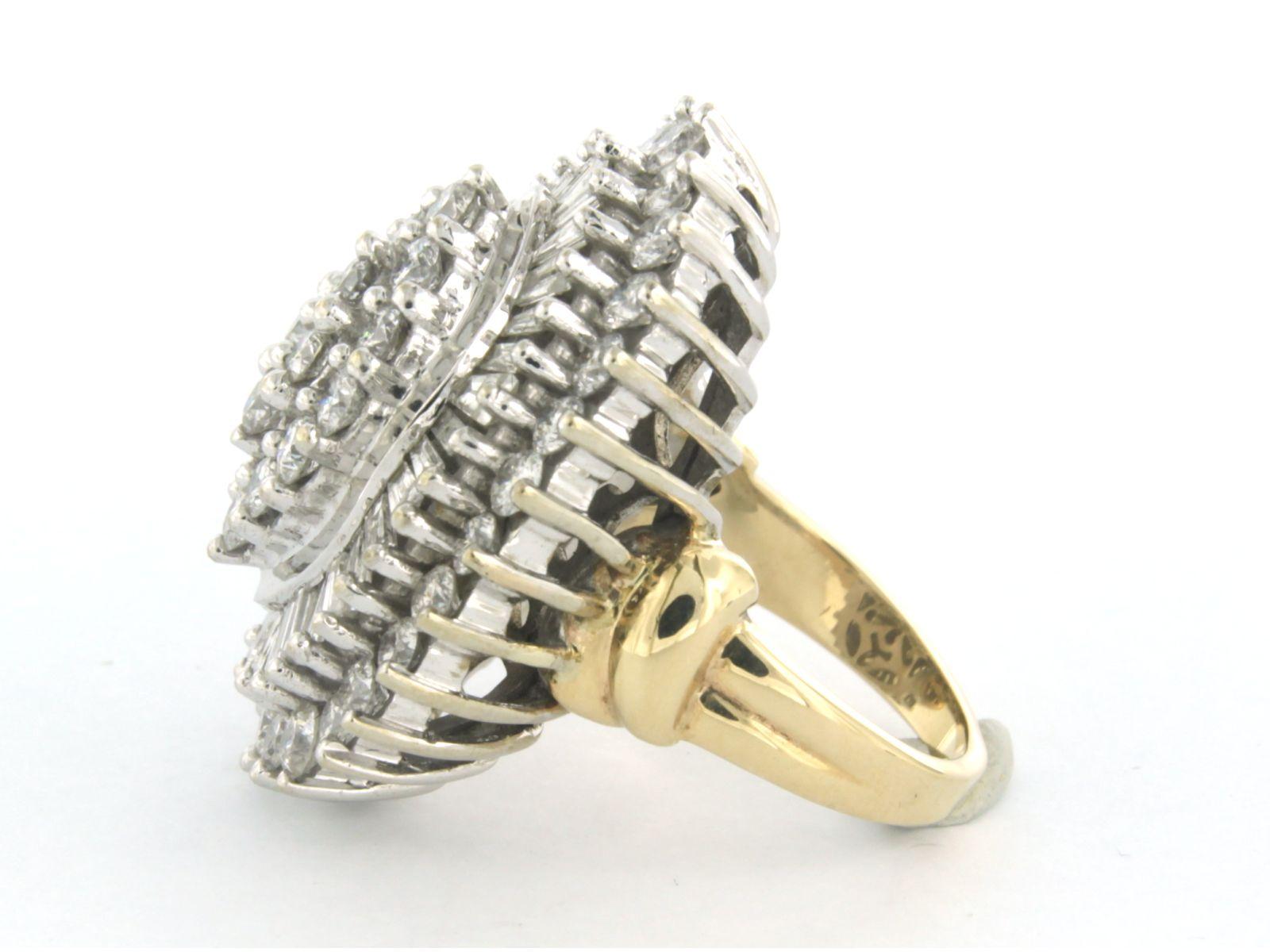 Ring mit Diamanten im Baguette- und Brillantschliff bis zu 3,00ct 10k bicolour Gold Damen im Angebot