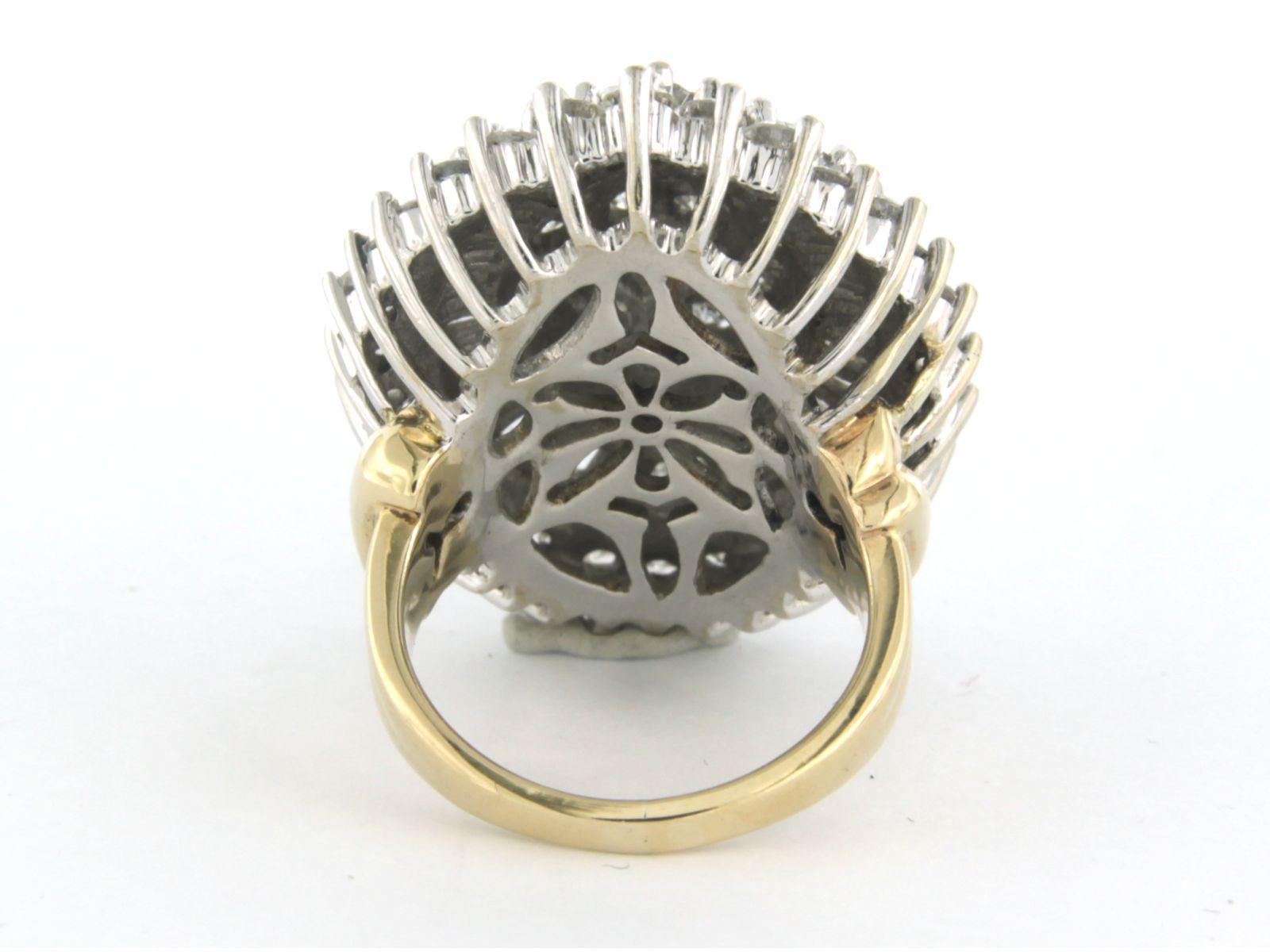 Ring with baguette and brilliant cut diamonds up to 3.00ct 10k bicolour gold For Sale 1