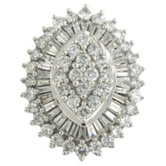 Ring with baguette and brilliant cut diamonds up to 3.00ct 10k bicolour gold