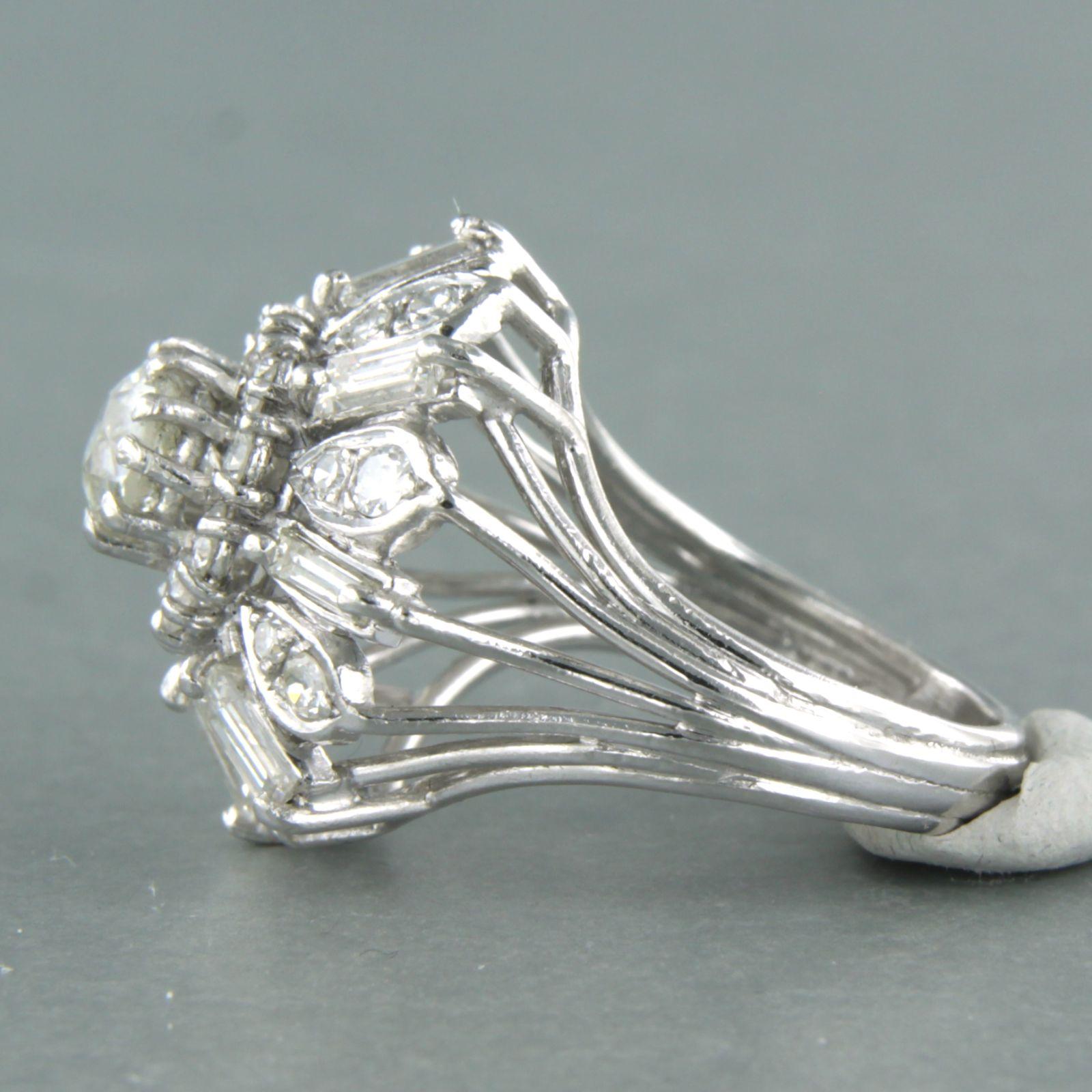 Bague avec diamants de taille baguette, taille unique et taille ancienne 2,75ct Platina Excellent état - En vente à The Hague, ZH