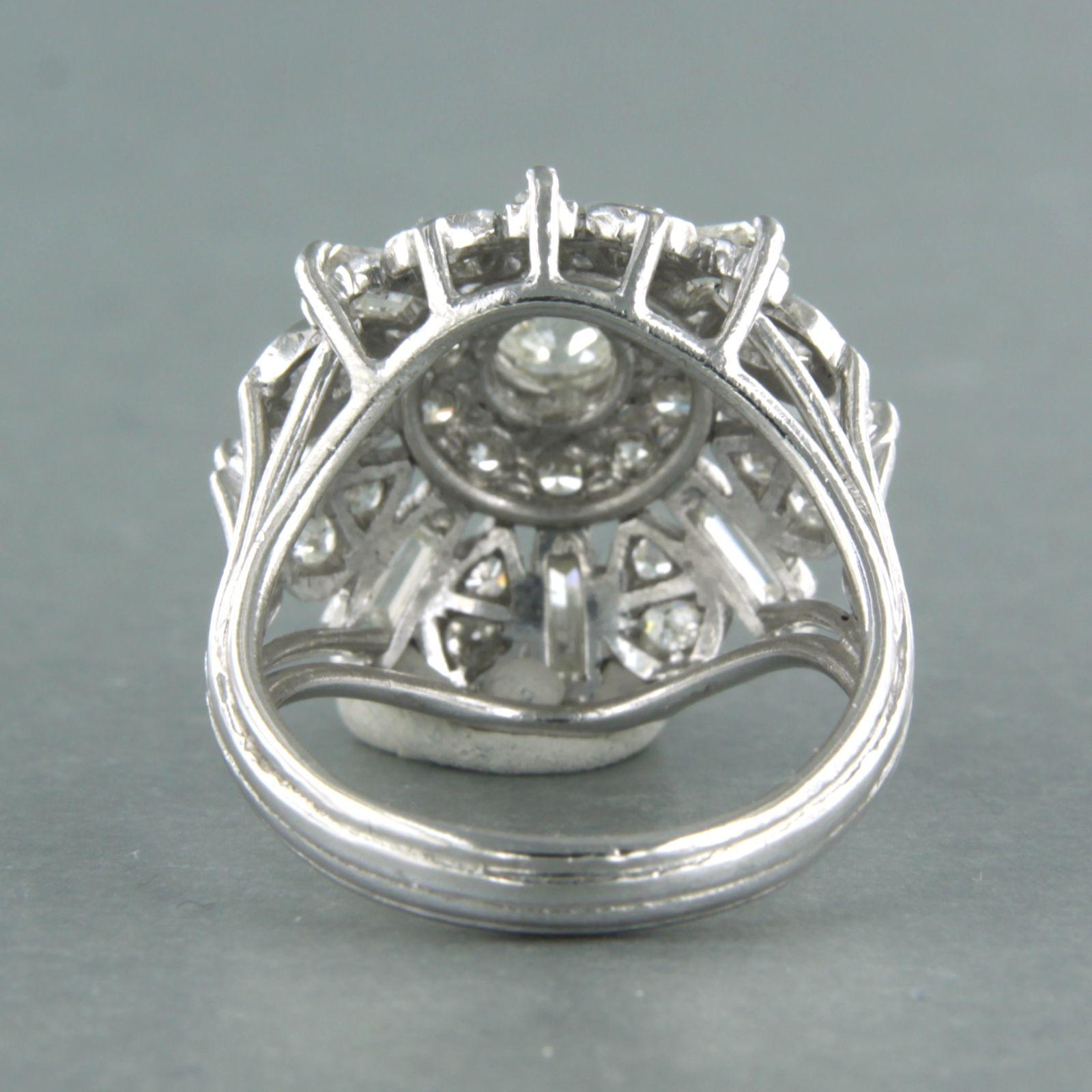 Bague avec diamants de taille baguette, taille unique et taille ancienne 2,75ct Platina en vente 1