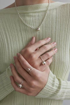 Ring with big sphere and amber silver L