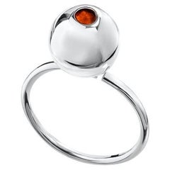 Ring with big sphere and amber silver L