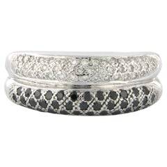 Ring with black and white diamonds 14k white gold