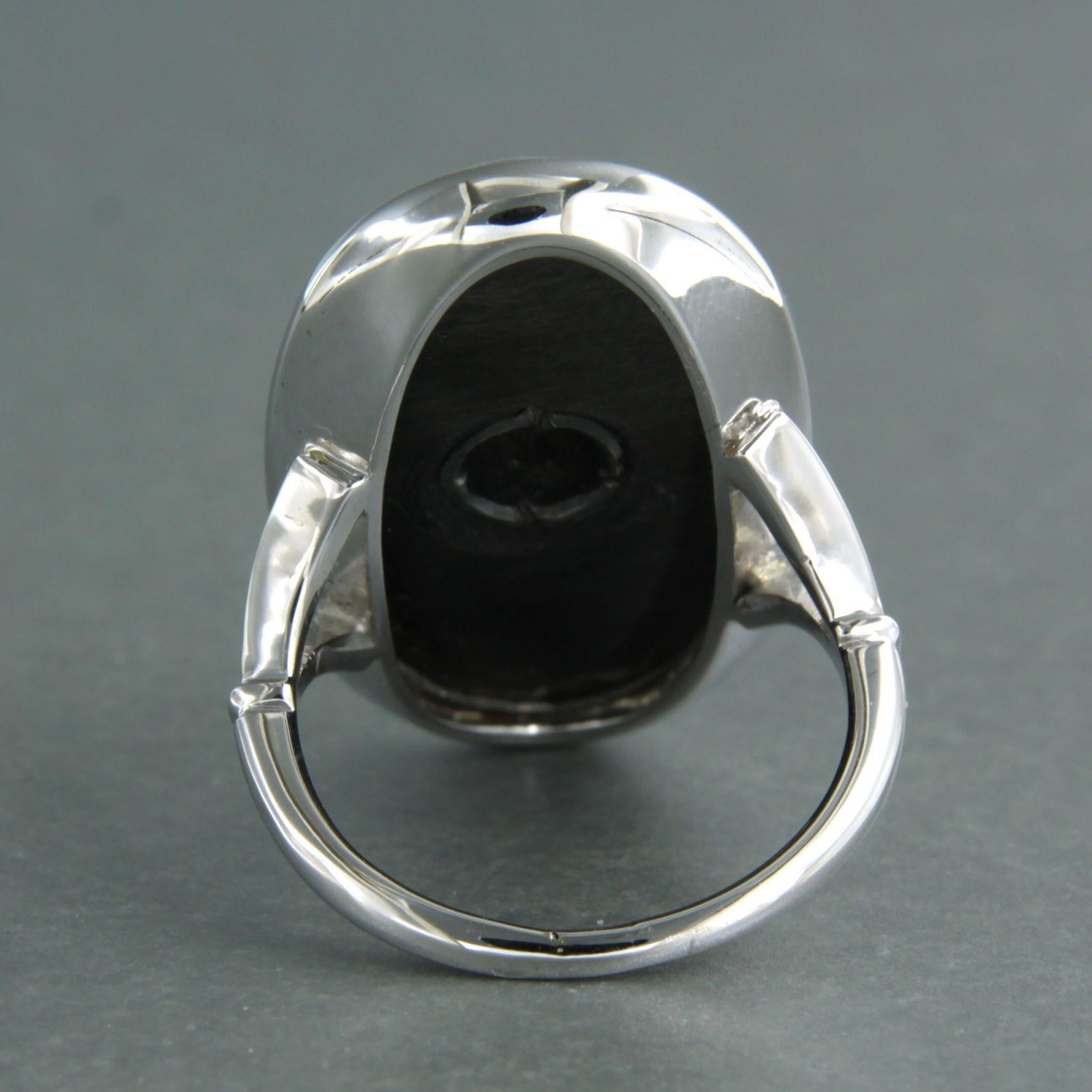 Ring with black star sapphire with old mine cut diamond up to 0.50ct 14k gold In condizioni ottime in vendita a The Hague, ZH