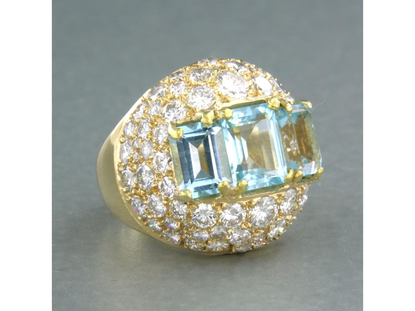Ring mit blauem Topas und Diamanten im Brillantschliff bis zu 5,30ct 18k Gold 13,8 Gramm (Moderne) im Angebot