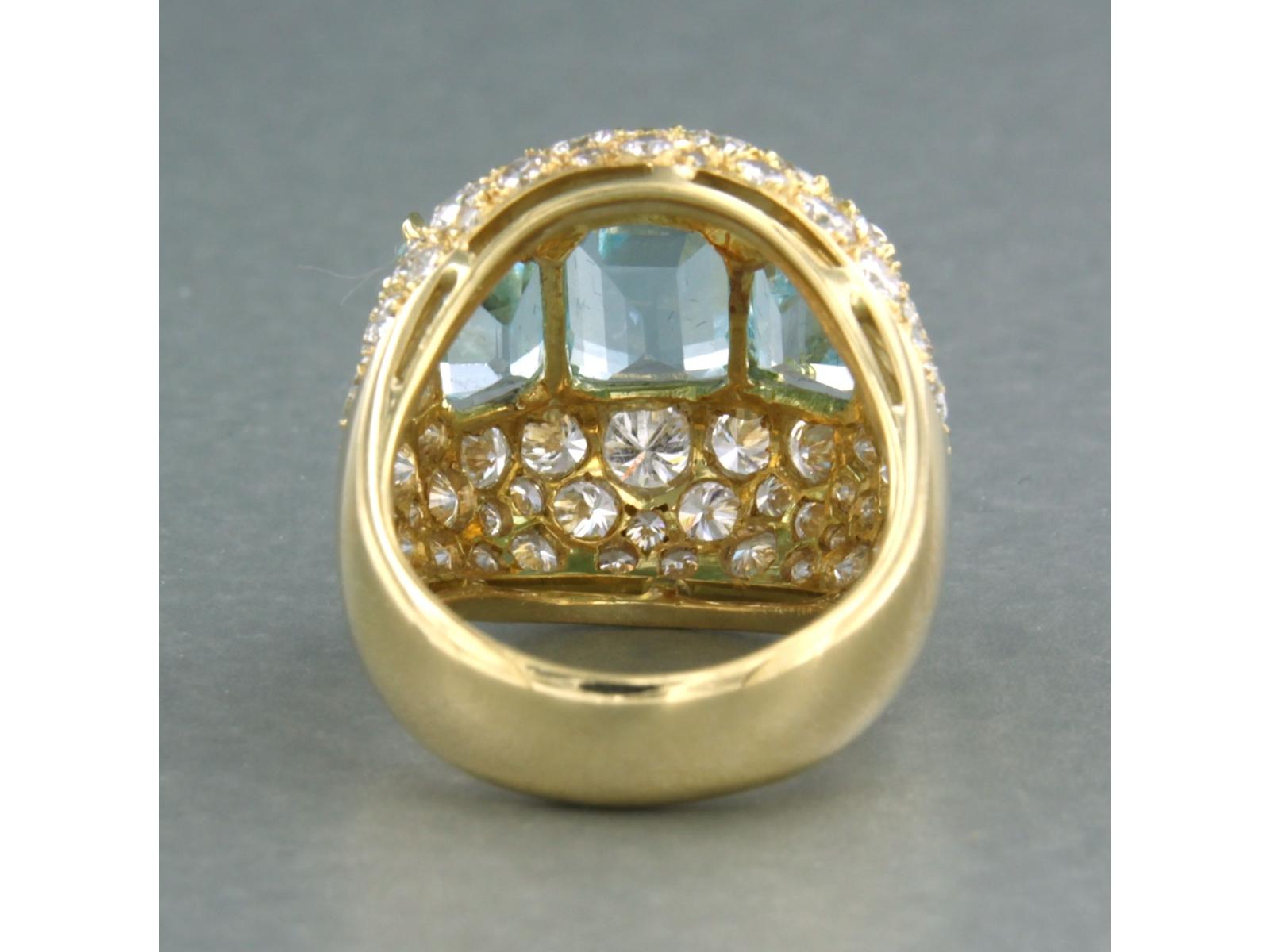 Ring mit blauem Topas und Diamanten im Brillantschliff bis zu 5,30ct 18k Gold 13,8 Gramm im Zustand „Hervorragend“ im Angebot in The Hague, ZH