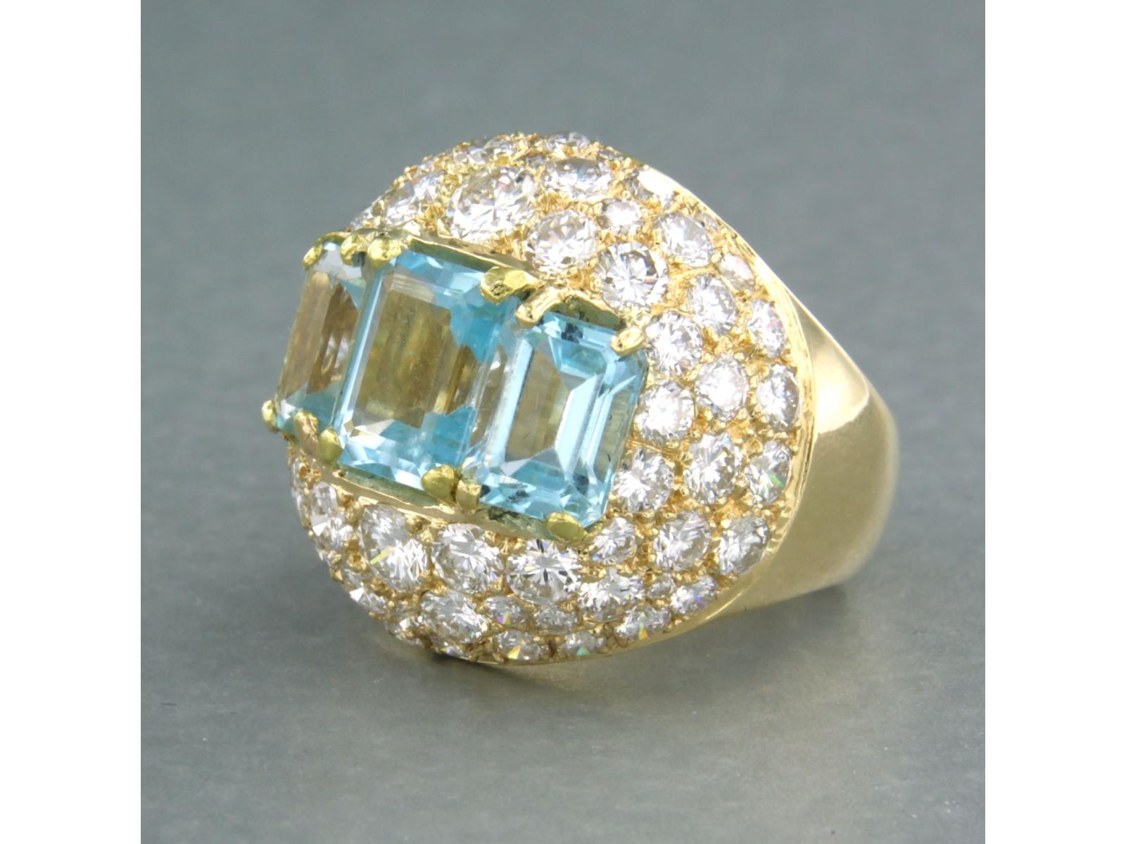 Ring mit blauem Topas und Diamanten im Brillantschliff bis zu 5,30ct 18k Gold 13,8 Gramm im Angebot 1