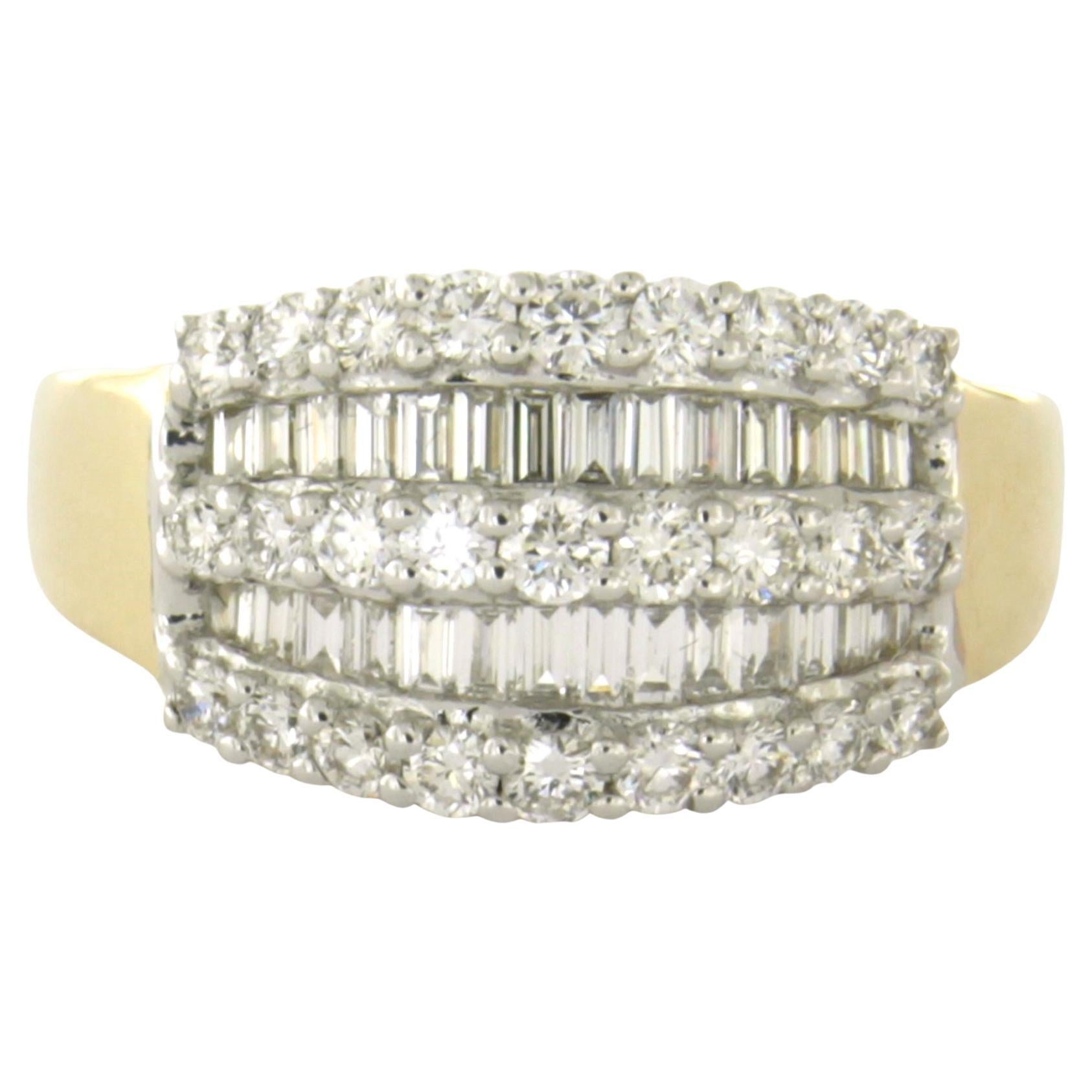 Ring with brilliant and baguette shaped diamonds up to 1.00ct 14k gold 6.1 grams For Sale