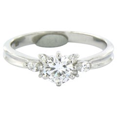Ring with brilliant and marquise cut diamonds up to 0.61ct platinum
