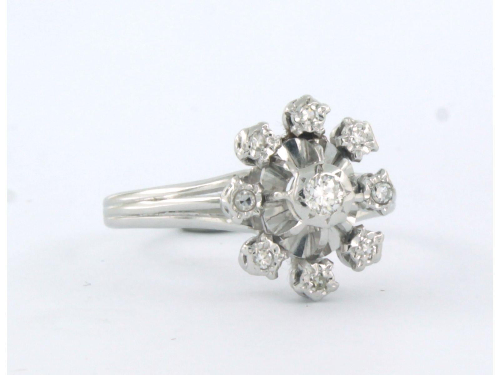 Ring mit Brillanten im Einzelschliff und bis zu 0,10 Karat 14k Weißgold (Brillantschliff) im Angebot