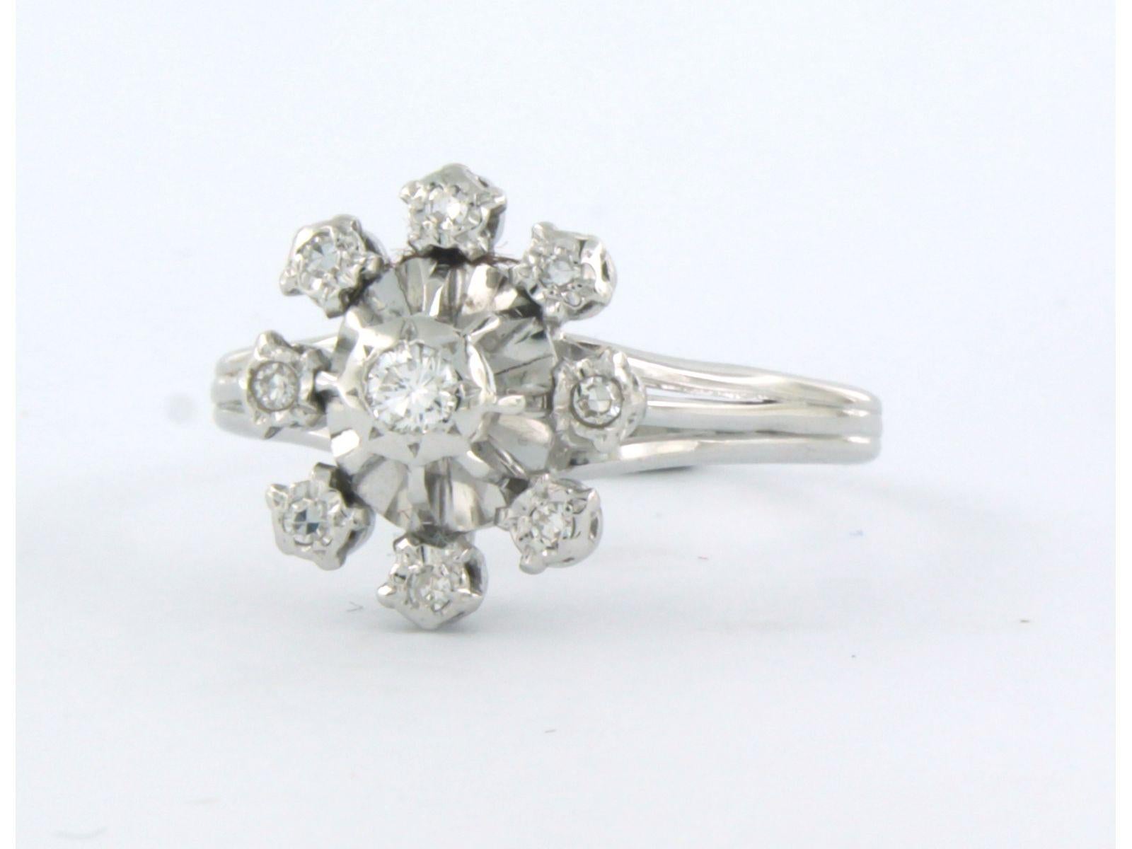 Ring mit Brillanten im Einzelschliff und bis zu 0,10 Karat 14k Weißgold im Zustand „Hervorragend“ im Angebot in The Hague, ZH