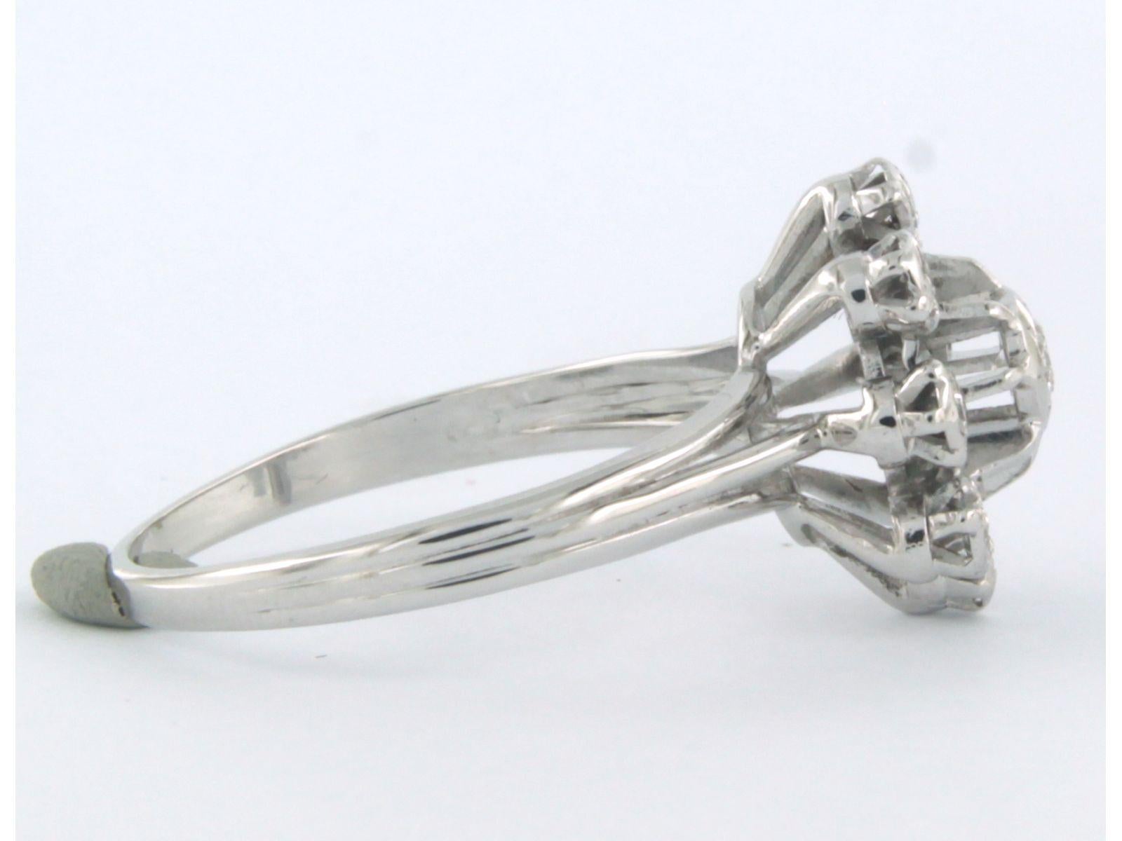 Ring mit Brillanten im Einzelschliff und bis zu 0,10 Karat 14k Weißgold im Angebot 1
