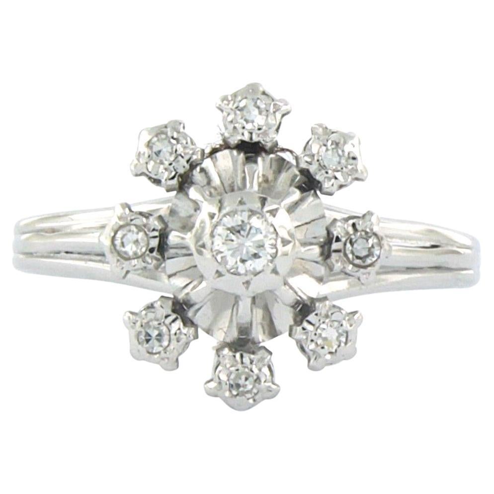 Ring mit Brillanten im Einzelschliff und bis zu 0,10 Karat 14k Weißgold