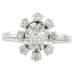Ring mit Brillanten im Einzelschliff und bis zu 0,10 Karat 14k Weißgold