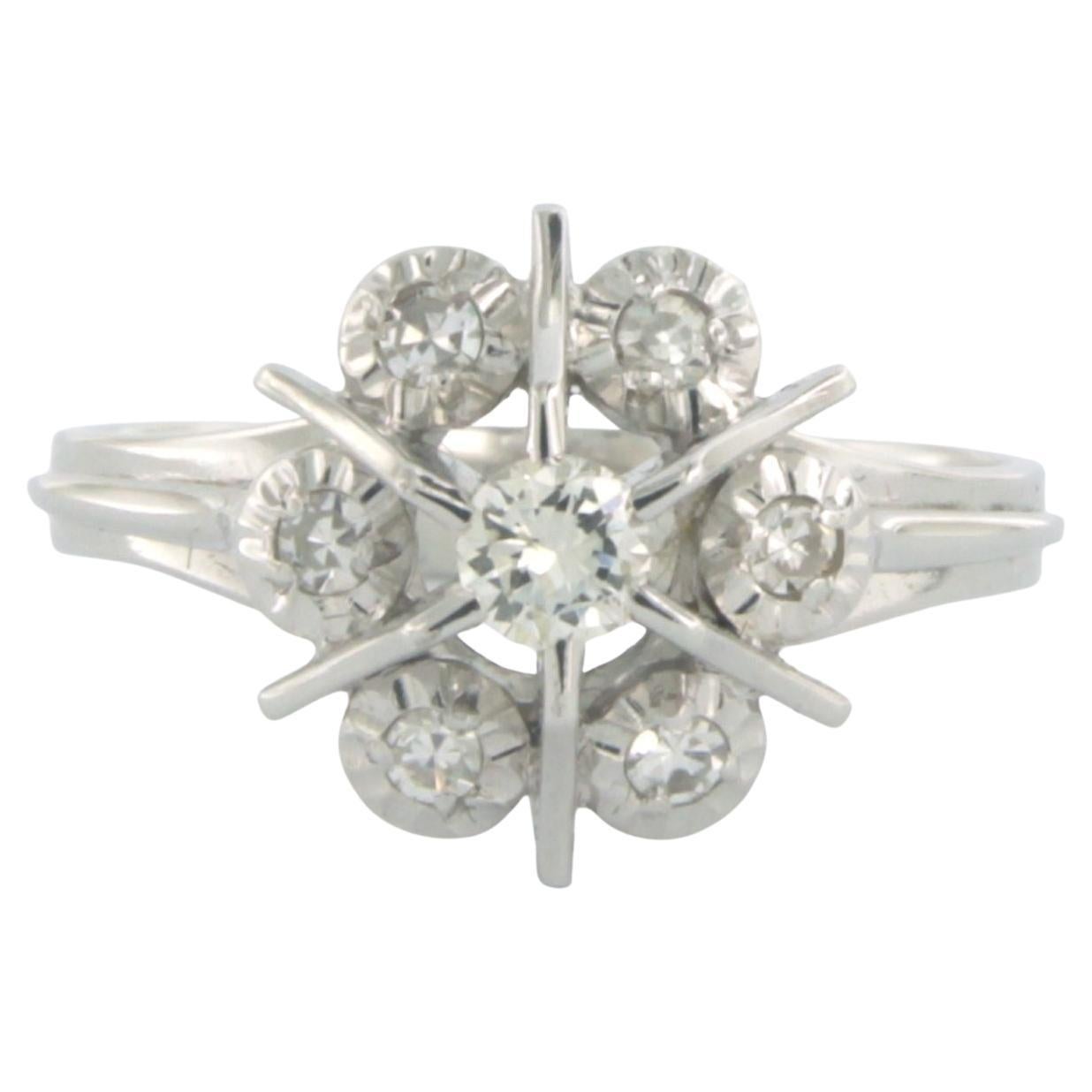 Ring with brilliant and single cut diamonds up to 0.30ct 18k white gold