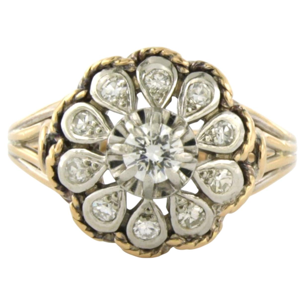 Ring with brilliant and single cut diamonds up to 0.40ct 18k gold 5.3 grams