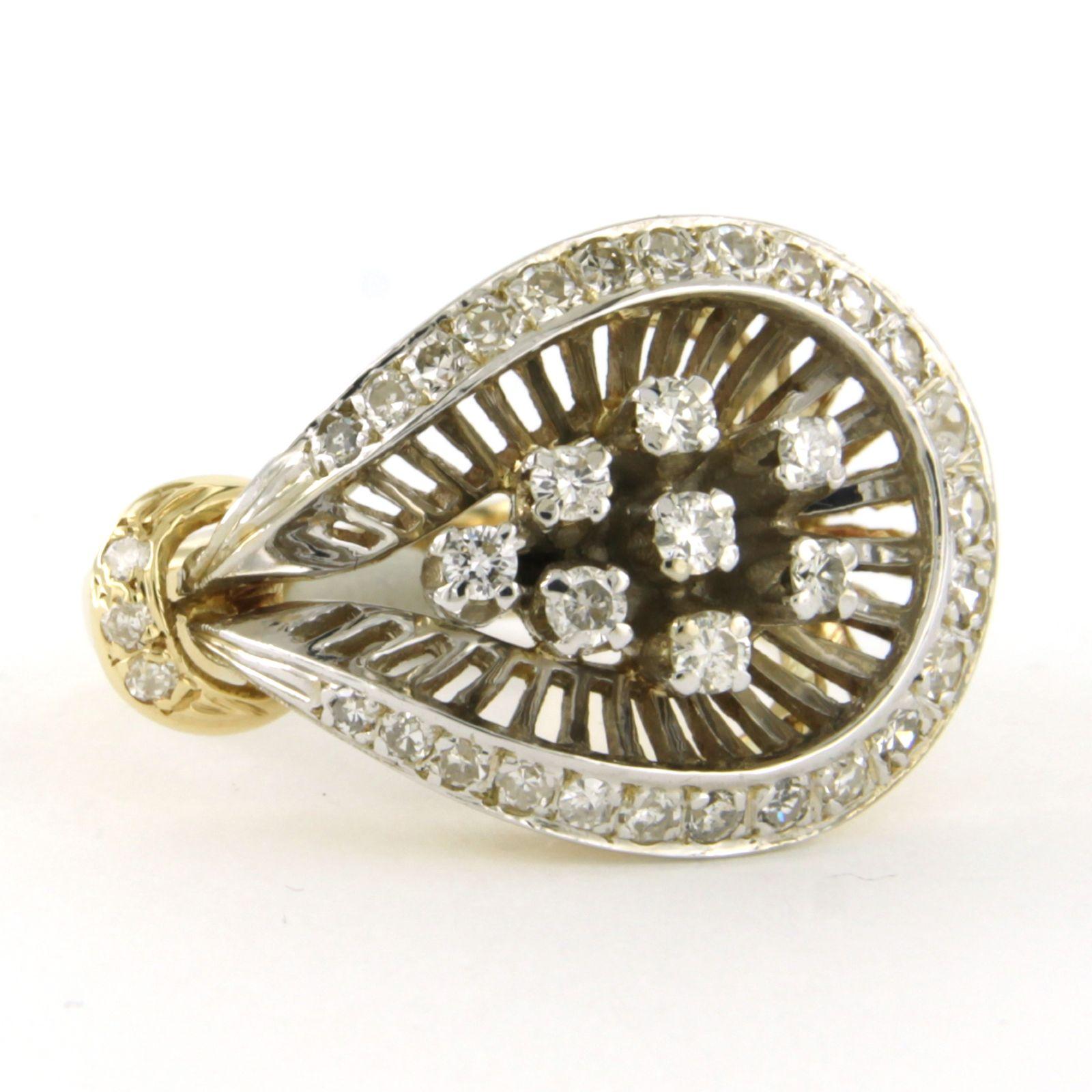 Moderno Ring with brilliant and single cut diamonds up to 0.50ct 14k gold 8.9 grams in vendita