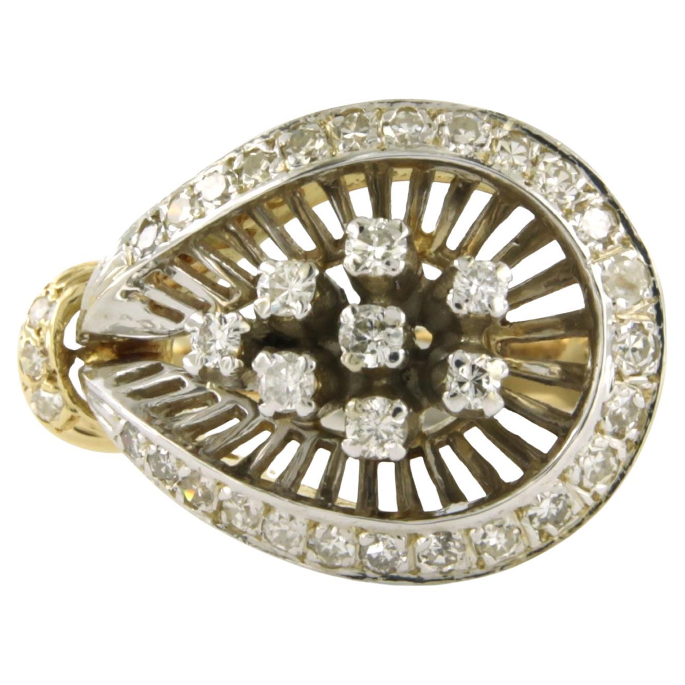 Ring with brilliant and single cut diamonds up to 0.50ct 14k gold 8.9 grams