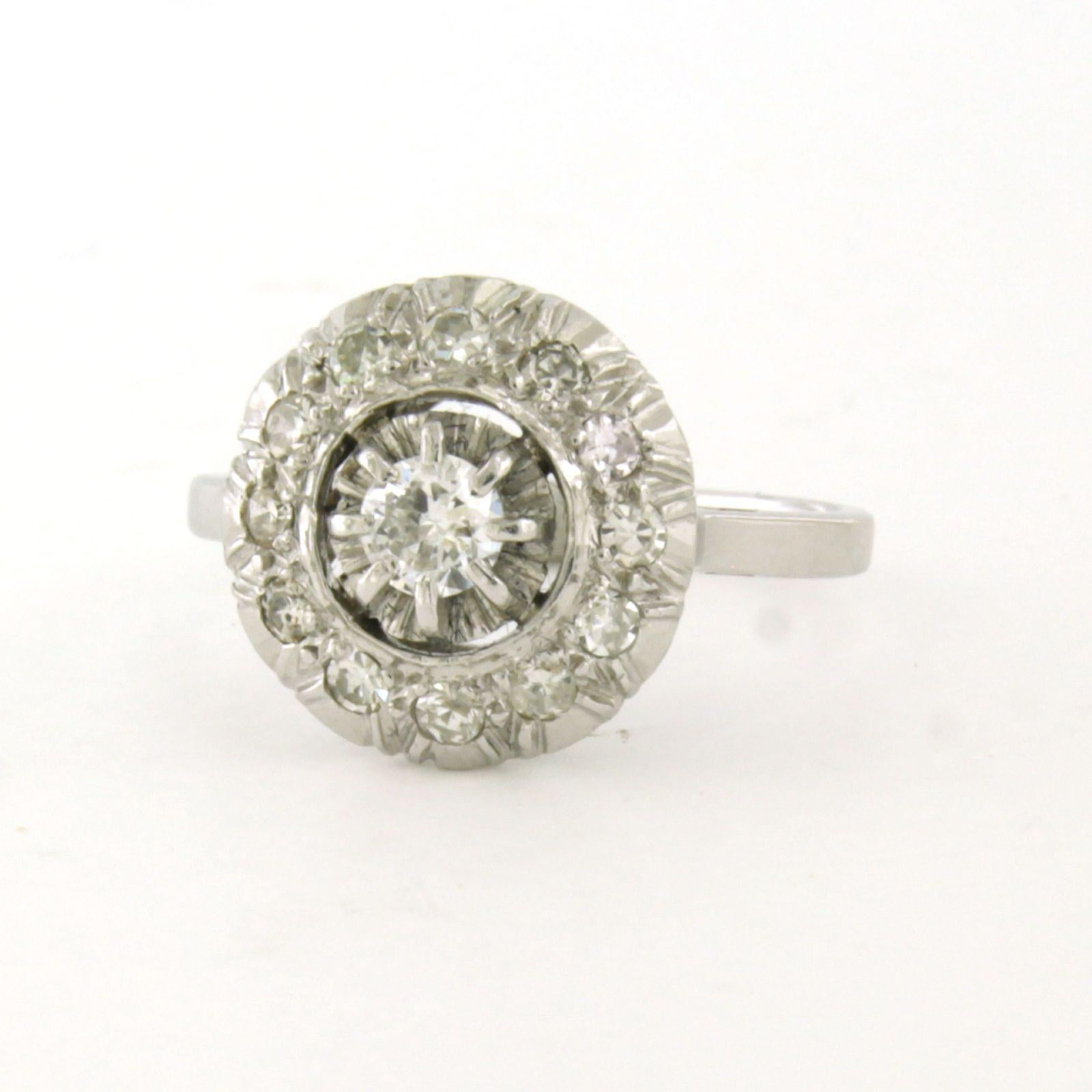 Taille brillant Bague en or 18 carats et platine avec diamants taille unique et brillants jusqu'à 0,50 carat en vente