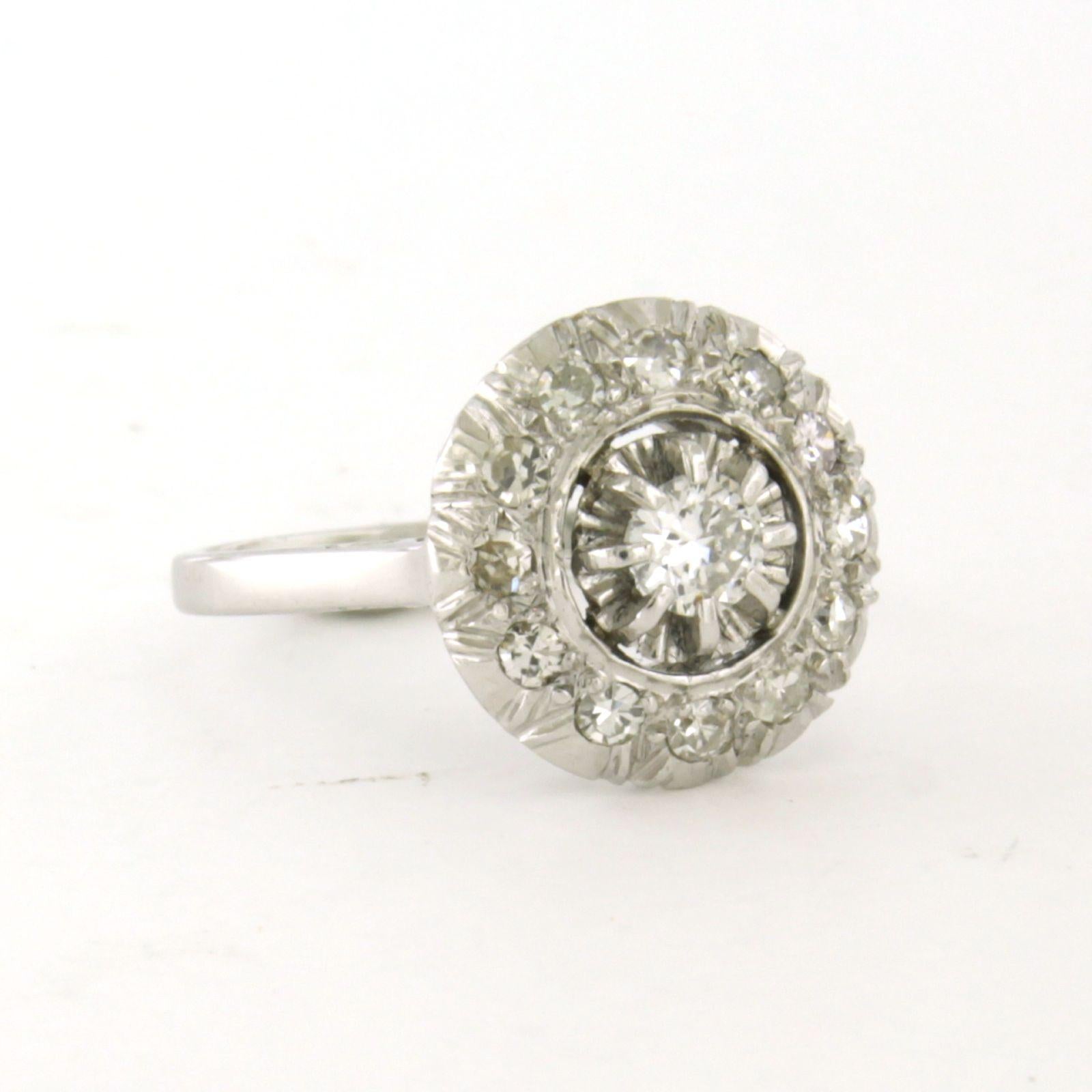 Bague en or 18 carats et platine avec diamants taille unique et brillants jusqu'à 0,50 carat Pour femmes en vente