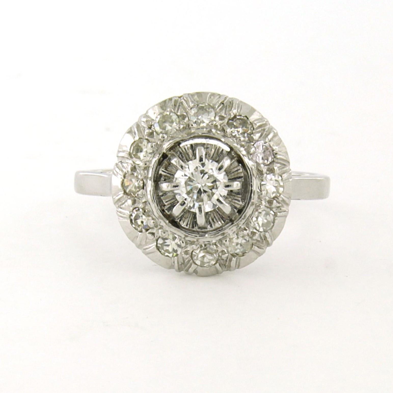 Bague en or 18 carats et platine avec diamants taille unique et brillants jusqu'à 0,50 carat en vente 1