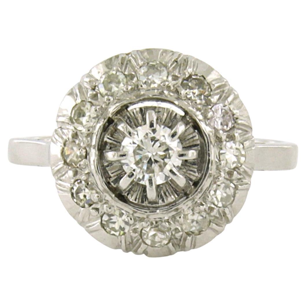 Bague en or 18 carats et platine avec diamants taille unique et brillants jusqu'à 0,50 carat