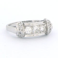 Ring with brilliant and single cut diamonds up to 0.54ct 18k white gold