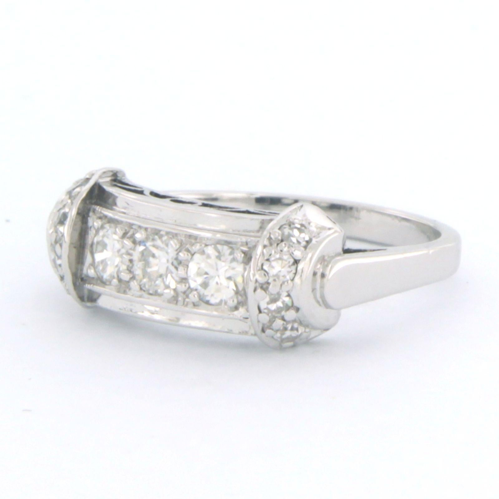 Modern Ring with brilliant and single cut diamonds up to 0.54ct 18k white gold For Sale