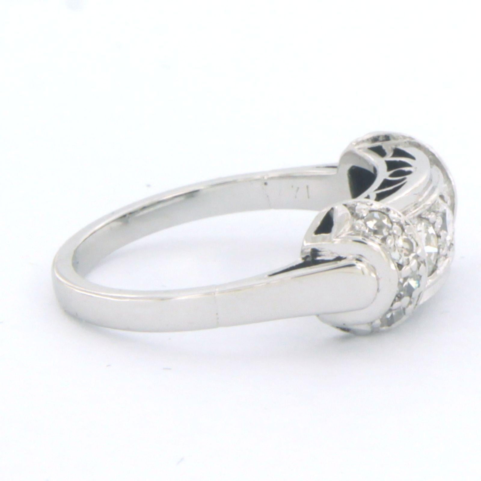 Women's Ring with brilliant and single cut diamonds up to 0.54ct 18k white gold For Sale