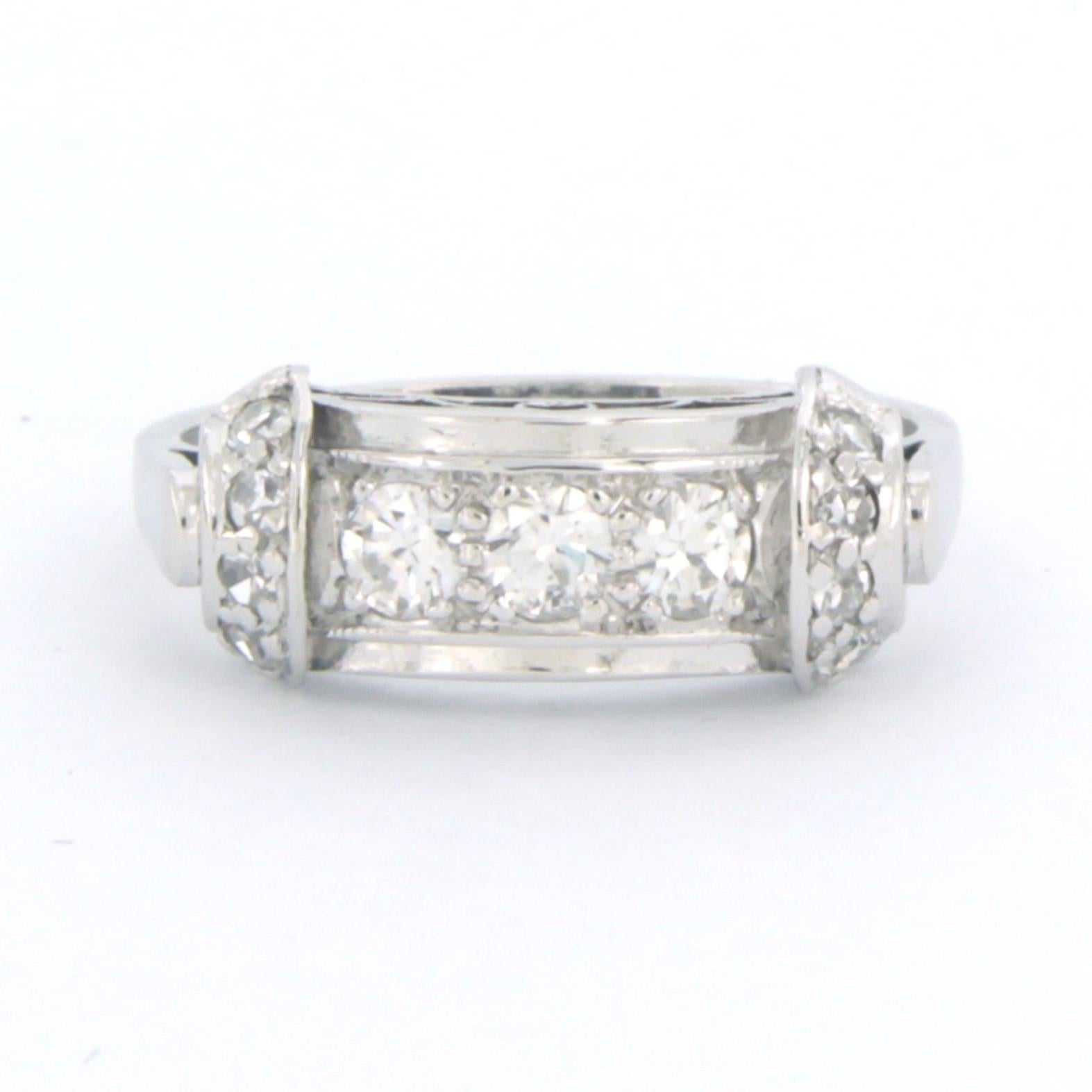 Ring with brilliant and single cut diamonds up to 0.54ct 18k white gold For Sale 1