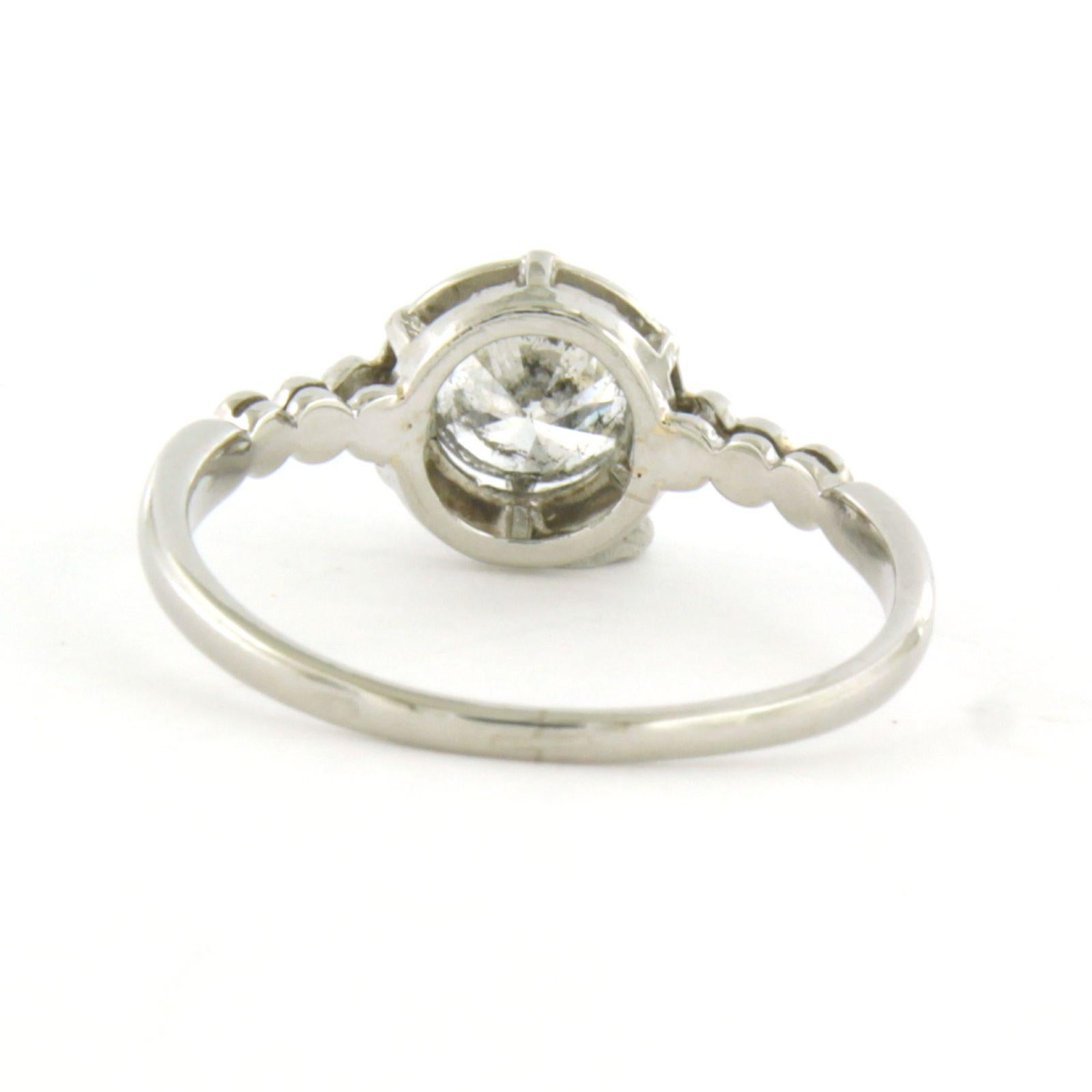 Brilliant Cut ring with brilliant and single cut diamonds up to 0.60ct 2.3 grams platinum For Sale