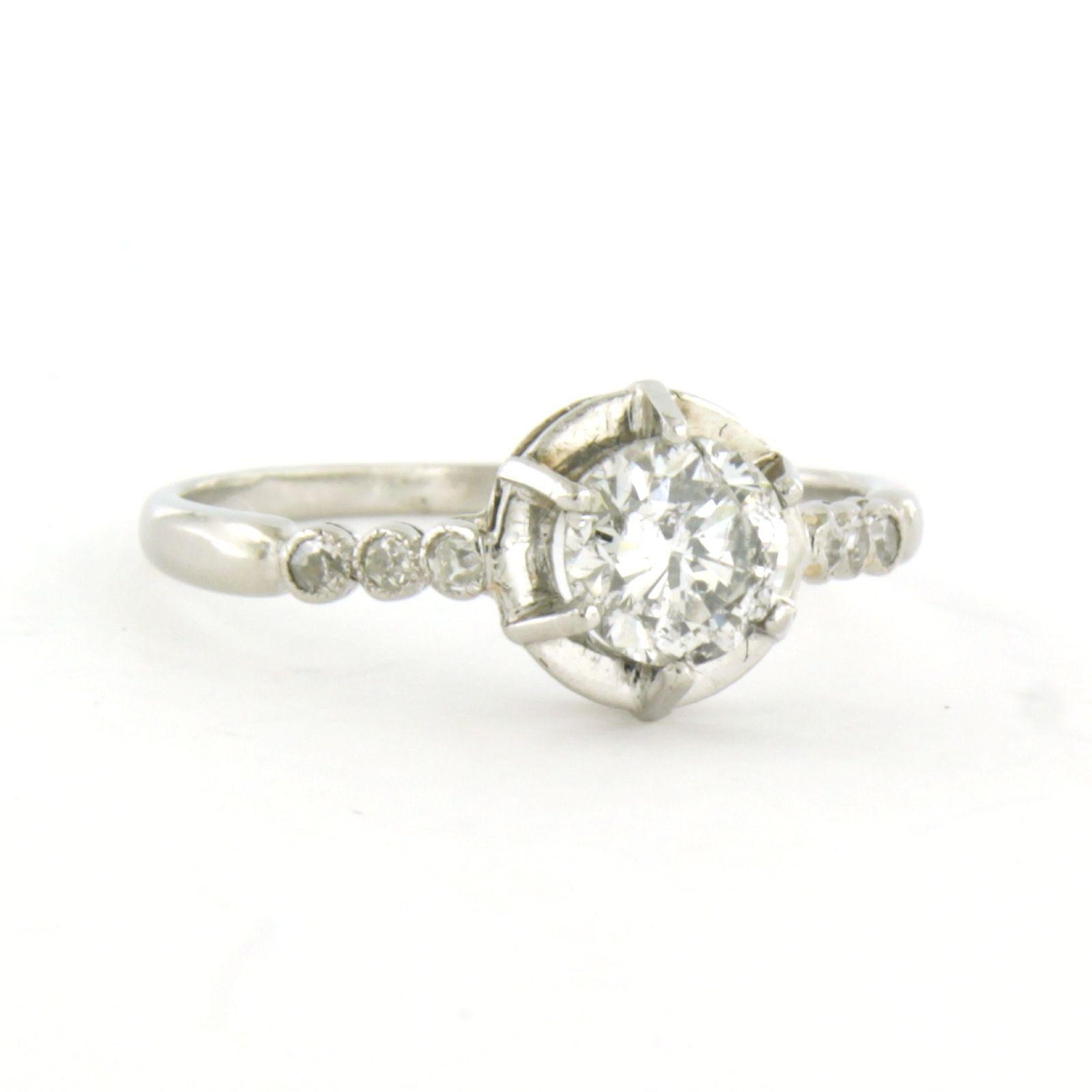 Women's or Men's ring with brilliant and single cut diamonds up to 0.60ct 2.3 grams platinum For Sale